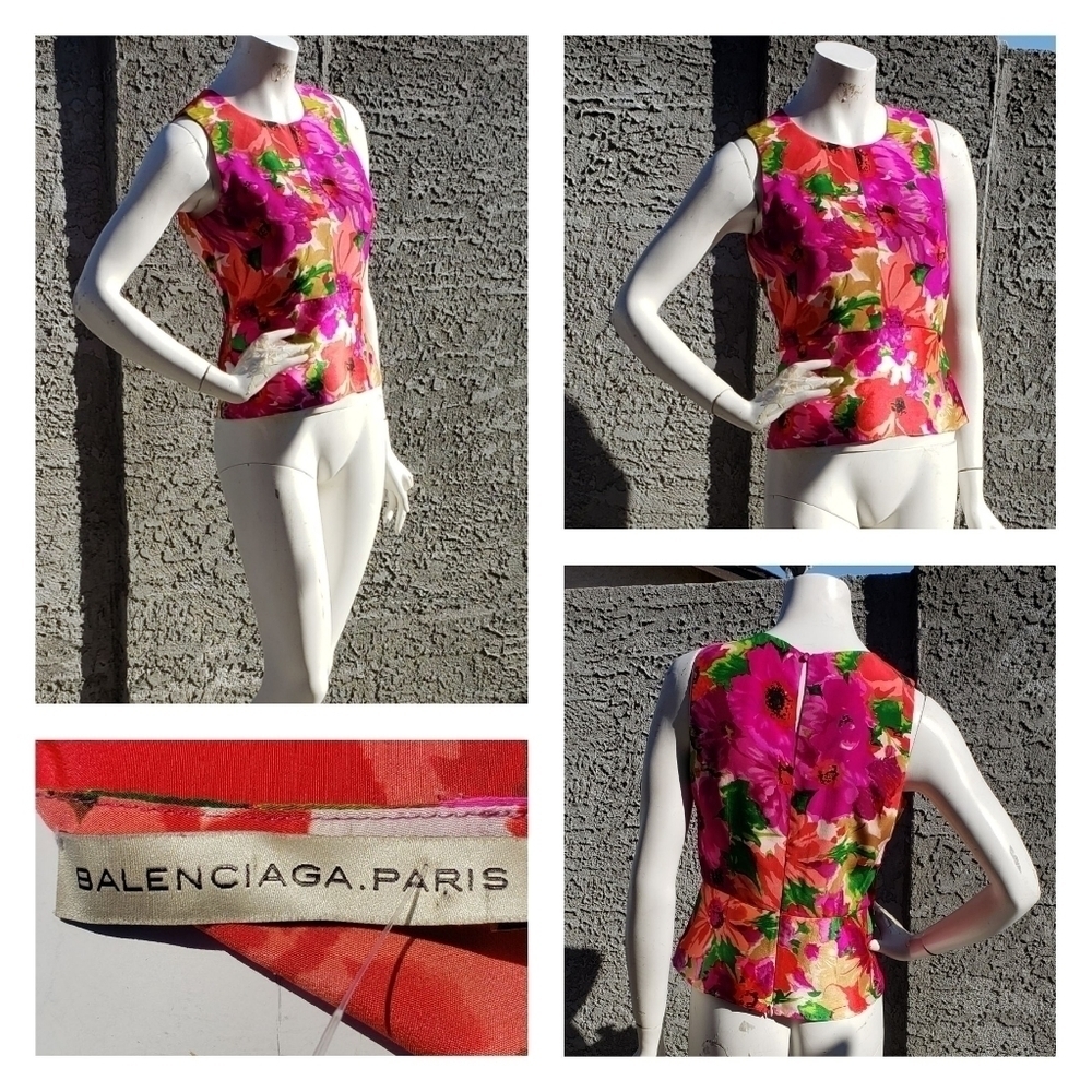Balenciaga Multicolor Floral Silk‎ Sleeveless
